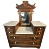 Image 1 : Antique Eastlake Vanity Marble Top 45x18.5x34" Mirror is 65" Tall