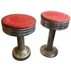 Image 1 : 2 Retro Soda Shop Red Vinyl and Chome Stools 12x12x20"