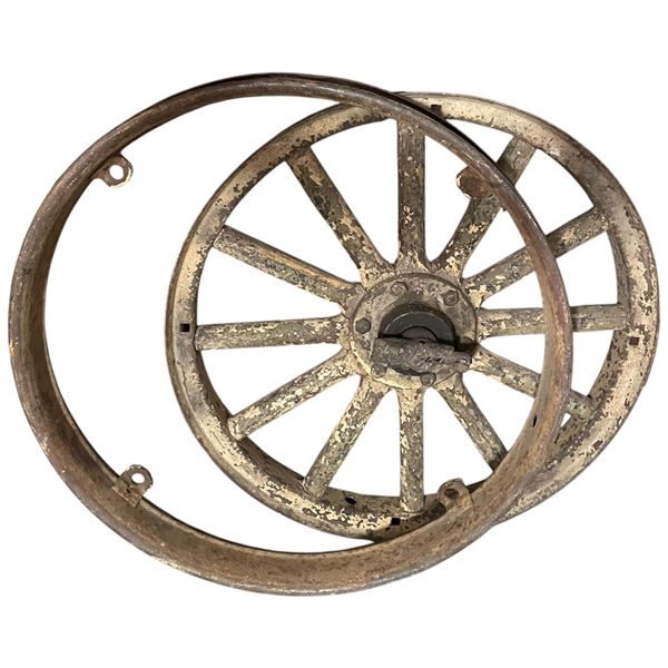 Antique Wooden Spoked Artillery Two Piece Wheel 24" Diameter