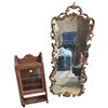 Image 1 : Small Glass Cabinet and Gilded Mirror 18x46"