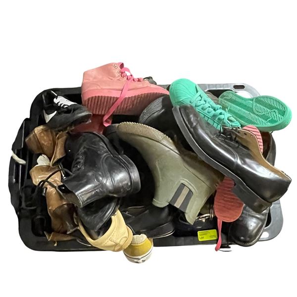 Large Bin Filled with Shoes: Men's and Women's