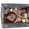 Image 1 : Box of Assort. Vintage Glassware with Ruby and Gold Rimmed Pieces