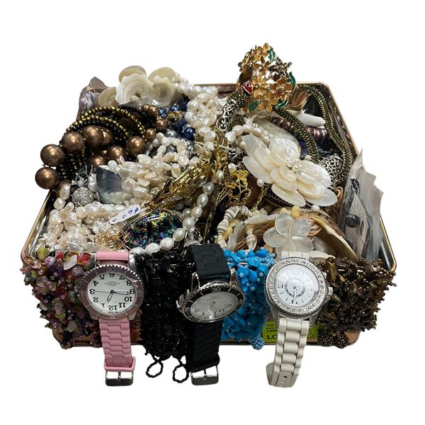 Tin of Assort. New Watches and Fashion Jewelry