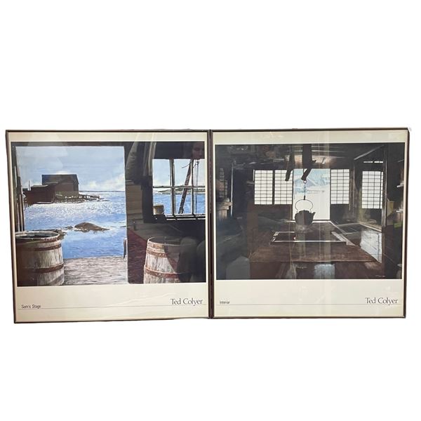 2 Ted Colyer Framed Prints "Sam's Stage and Interior"