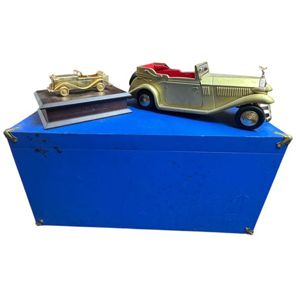 Blue Toy Box and Brass Cars 26x13.5x13"