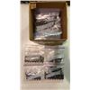 Image 2 : Box of ziploc bags with sorted vintage vacuum tubes - includes 6201, 6CG7, 12BY7A & more