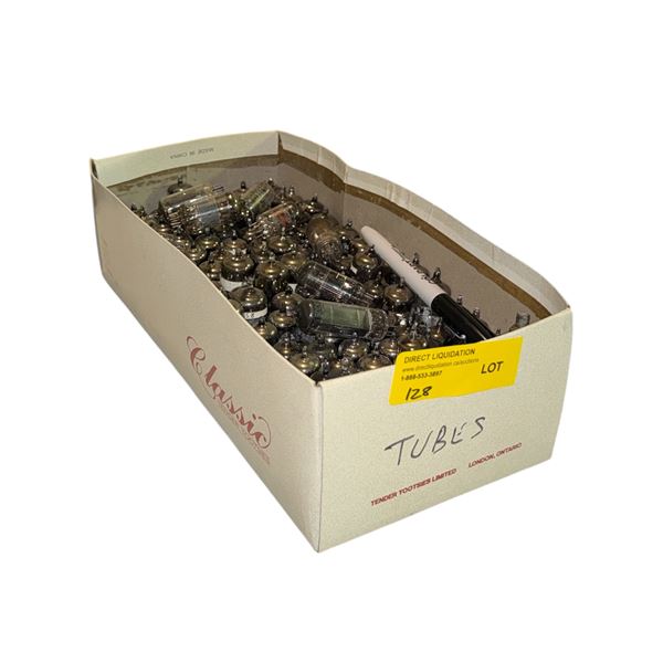 Box of assorted loose vintage vacuum tubes