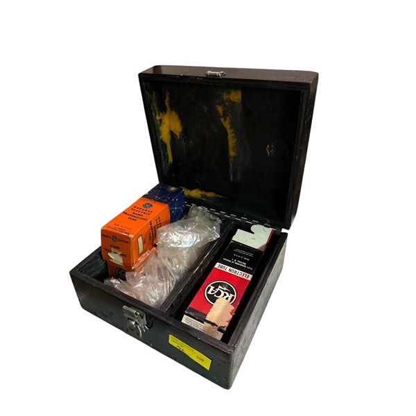 Vintage hard case with assorted vacuum tubes - 811A,