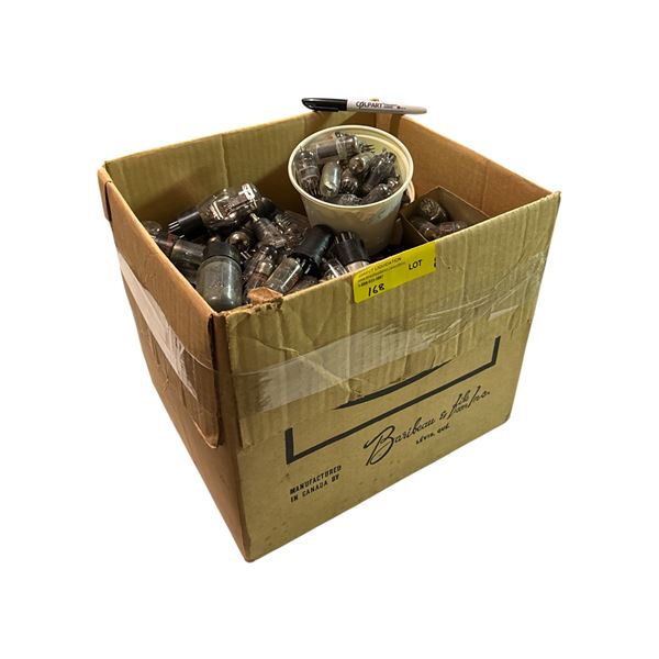 Box full of assorted loose Vacuum tubes