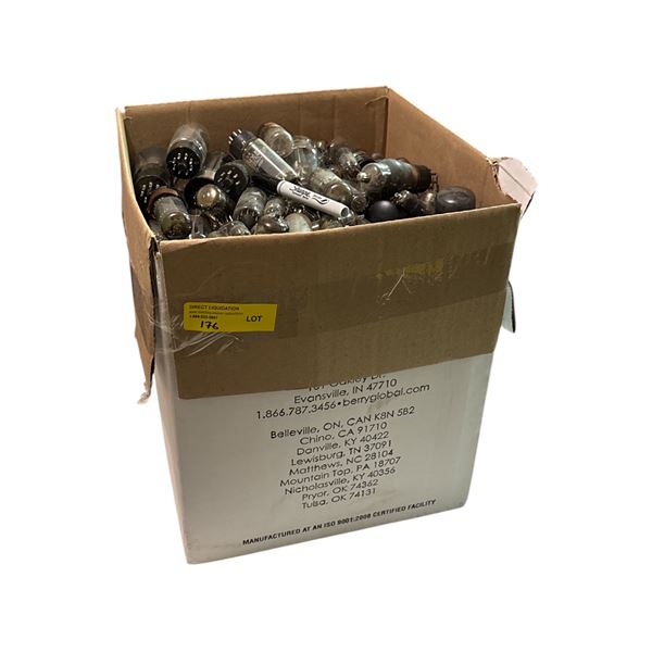 Box full of assorted loose vintage vacuum tubes