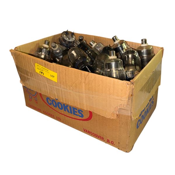 Box full of assorted vintage vacuum loose tubes