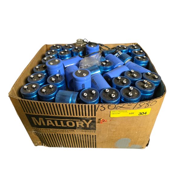 Box full of National / Mallory Powercap Type 85D 1,400MF 200V and Mallory Type CGS 600MFD 250VDC Cap