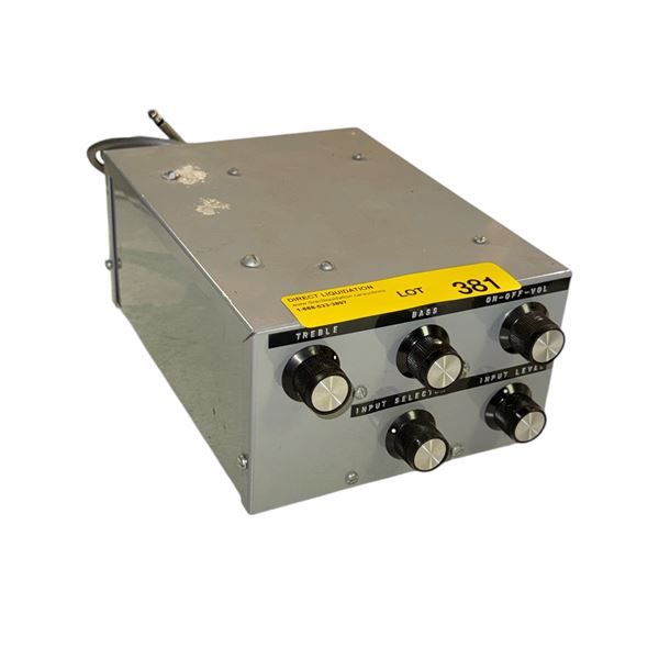 Vintage Grey Audio Preamp Mixer Amplifier with Bass Treble Volume Controls
