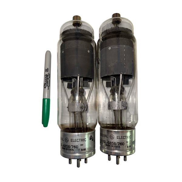 Pair of Vintage GE Vacuum Tubes. Model numbers include GL-6858/760.