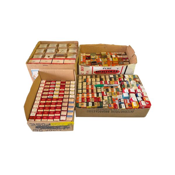 Massive Vintage Electronic Component Collection Capacitors Vacuum Tubes National Mallory RCA