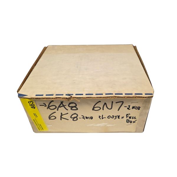 Box of Vintage Loose and NIB Vacuum Tubes: RCA, Philco, etc - Models: 6A8, 6K8 & 6N7