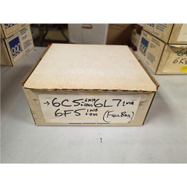 Box of Vintage Loose and NIB Vacuum Tubes: Rogers, Marconi, RCA, etc - Models: 6C5, 6F5 & 6L7