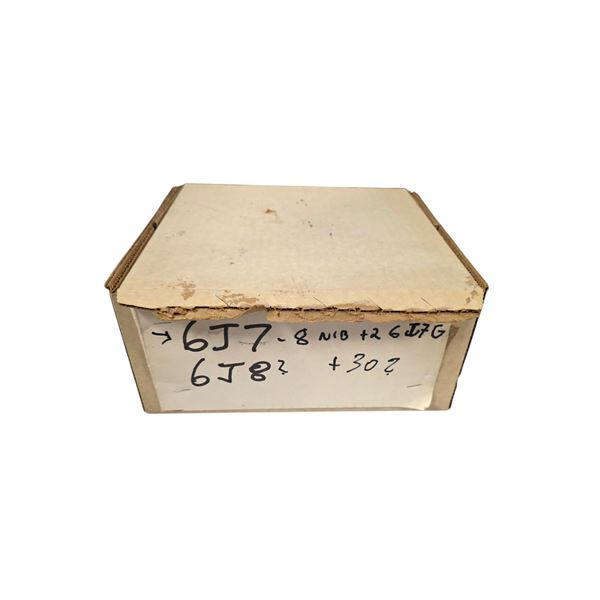 Box of Vintage Loose and NIB Vacuum Tubes: Rogers, Marconi, Sylvania, etc - Models: 6J7 & 6J8
