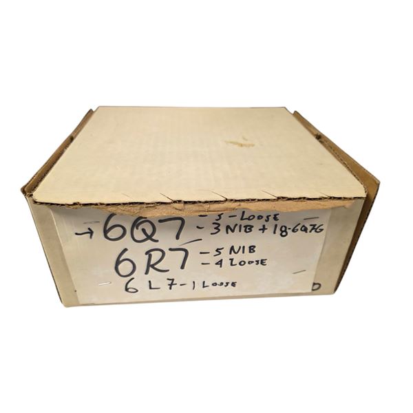 Box of Vintage Loose and NIB Vacuum Tubes: Rogers, Marconi, Philco, etc - Models: 6Q7 & 6R7