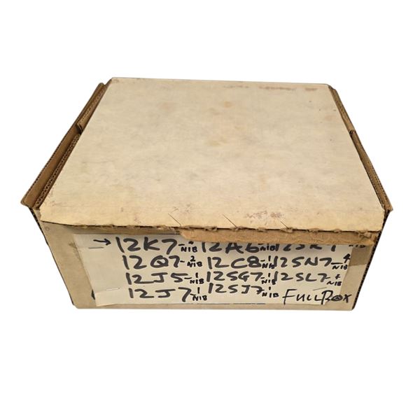 Box of Vintage Loose and NIB Vacuum Tubes: Rogers, Marconi, Philco, etc - Models: 12K7, 12Q7, 12J5 a