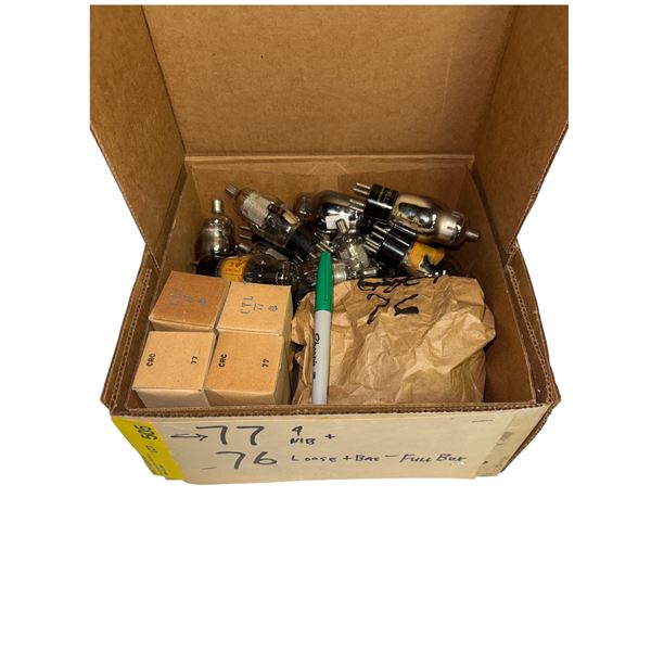 Box of Vintage Loose and NIB Vacuum Tubes - Models: 76, 77