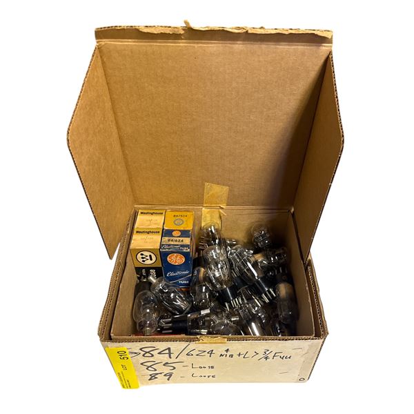 Box of Vintage Loose and NIB Vacuum Tubes - Models: 84, 85 & 89