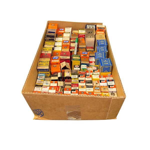 Vintage Vacuum Tubes Electronic Radio Mixed Parts In Original Boxes Philco Sylvania RCA GE CBS
