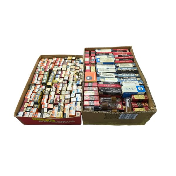Assorted Vintage Vacuum Tubes Thermal Delay Relays Edison Motorola Amperite Sylvania Philips