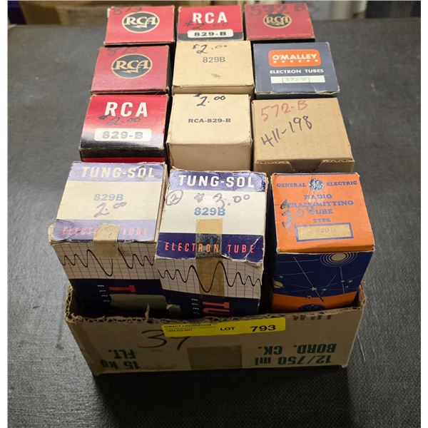 Assorted Vintage Power Transmitting Vacuum Tubes RCA, Tung-Sol, GE, O'Malley