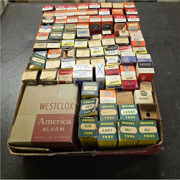 Assorted Vintage Vacuum Tubes RCA, Westinghouse, Rogers, Sylvania, Marconi, GE