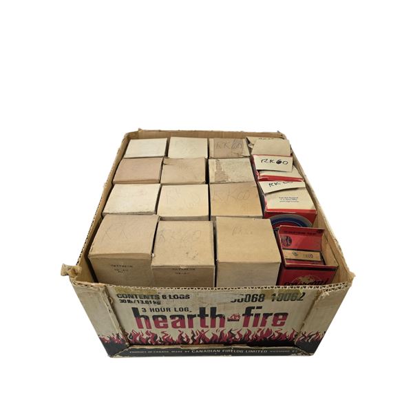 Box of RK 60 vintage vacuum tubes in boxes