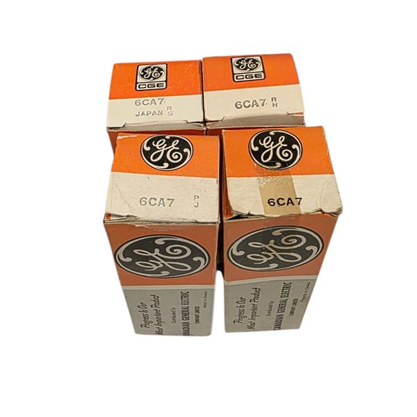 Set of 4 6CA7 General Electric vintage vacuum tubes in original boxes