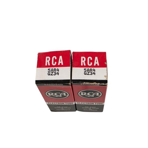 Pair of RCA 5AR4 GZ34 vintage vacuum tubes in original boxes