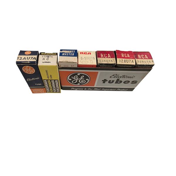 Assorted brands 12AU7A vacuum tubes in original boxes