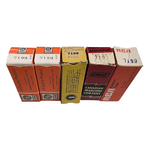 5pc 7199 vintage vacuum tubes in original boxes