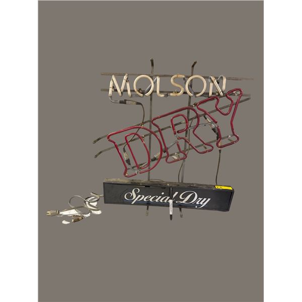Vintage Molson Dry Special Dry Neon Sign - approx. 24 1/2in x 25in