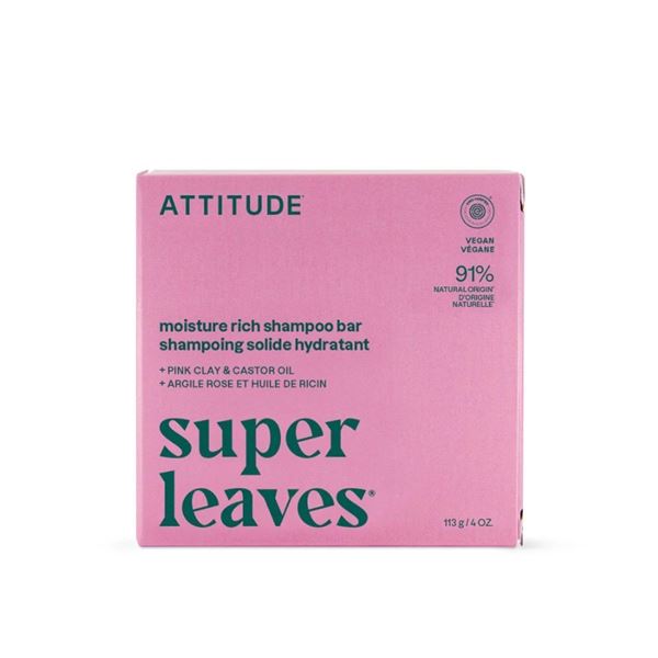 NEW - ATTITUDE Moisture Rich Shampoo Bar Super Leaves (Pink Clay & Castor Oil - 12pcs) - Total R.V. 