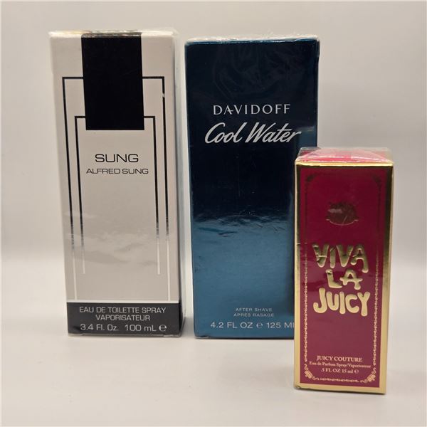 Group of 3 Eau de Toilette/Perfume - Davidoff Cool Water, Sung Alfred Sung & Viva La Juicy