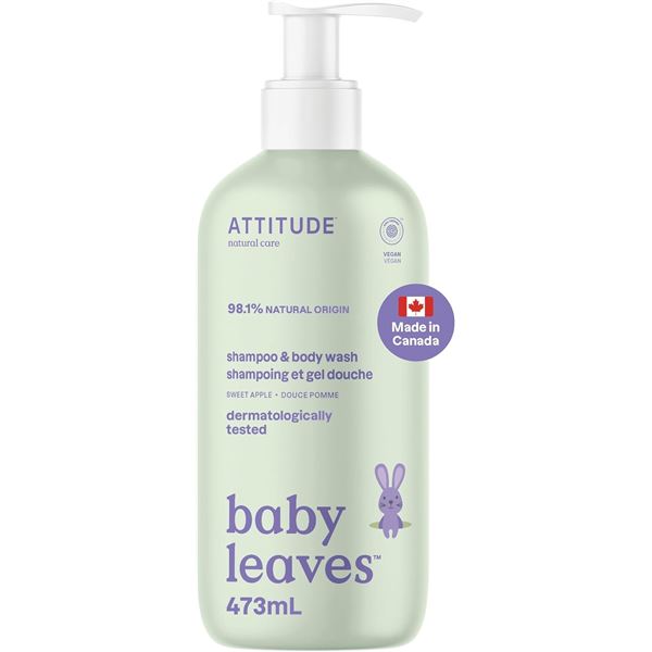 New - ATTITUDE 2-in-1 Baby Shampoo & Body Wash (Sweet Apple - 9-pcs) - Total R.V. $117