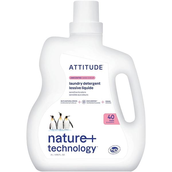 NEW - ATTITUDE Unscented Laundry Detergent 2L (6 pcs) - Total R.V. $89.99