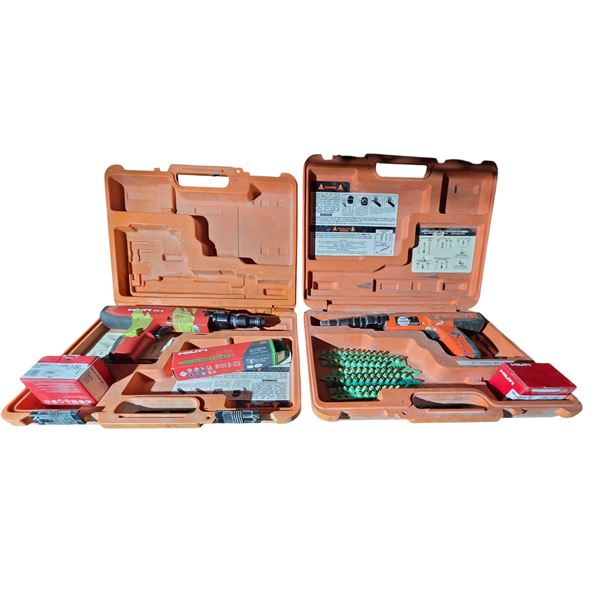 Group of 2 Hilti DX 2 Powder-Actuated Fastening Tool w/Parts & Tool Case & Ramset .27 Calbre Nail Gu