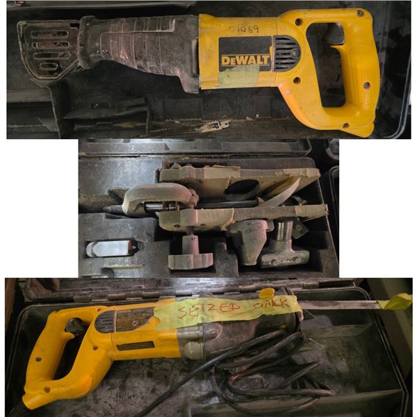 Lot of 3 Tools incl. DeWalt Reciprocating Saw, Pipe Threading Tool Kit, & Tool Case