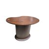 Image 1 : Kidney-Shaped Brown Wood End Table, H17" x W23.5" (some wear)