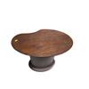 Image 2 : Kidney-Shaped Brown Wood End Table, H17" x W23.5" (some wear)
