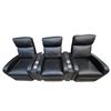Image 1 : Set of 3 Black Faux-Leather Home Theater Recliners (H36" x W26") with 2 Cupholders