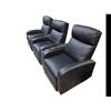 Image 2 : Set of 3 Black Faux-Leather Home Theater Recliners (H36" x W26") with 2 Cupholders
