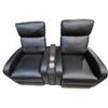 Image 1 : Set of 2 Black Faux-Leather Home Theater Recliners (H36" x W26") with Cupholders