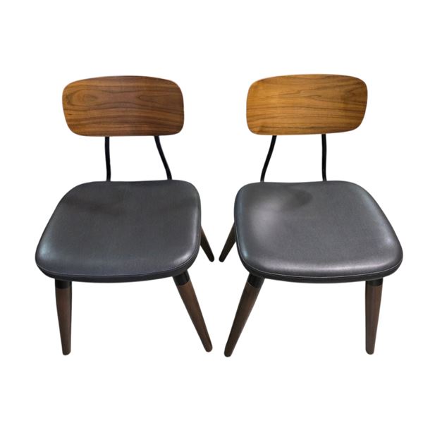Set of 2 Retro Bentwood Two-tone Dining Chairs