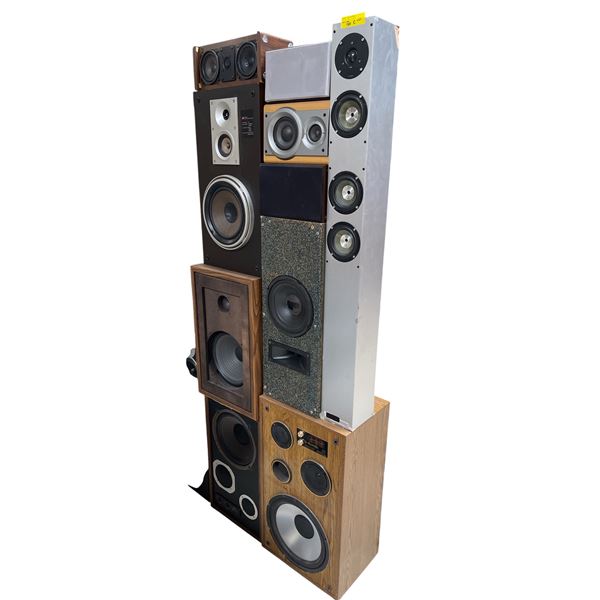 Assorted Stereo Speakers Includes JVC, Koss, Technics, RCA, and More