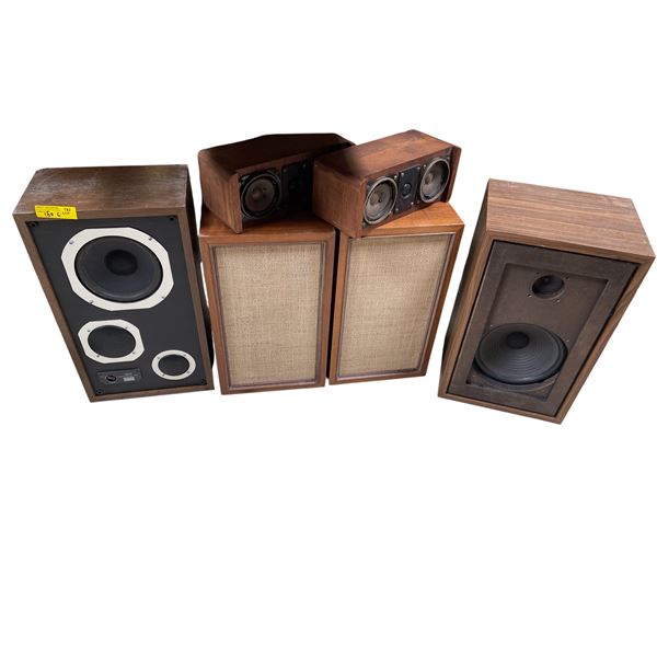 Vintage 7-Piece Home Audio Speaker Set - Sansui S-35C, Sears MSP-2101, Technics SB-L51, and More